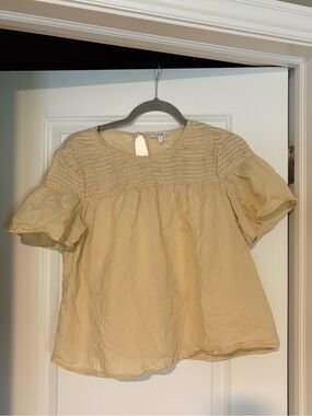 Calista Cream Smocked Puff Sleeve Blouse Size Medium Boho Cottagecore